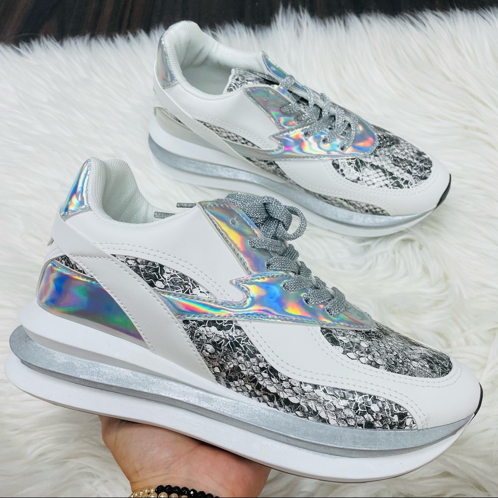 Silver snake platform sneaker - Picture 2 of 9
